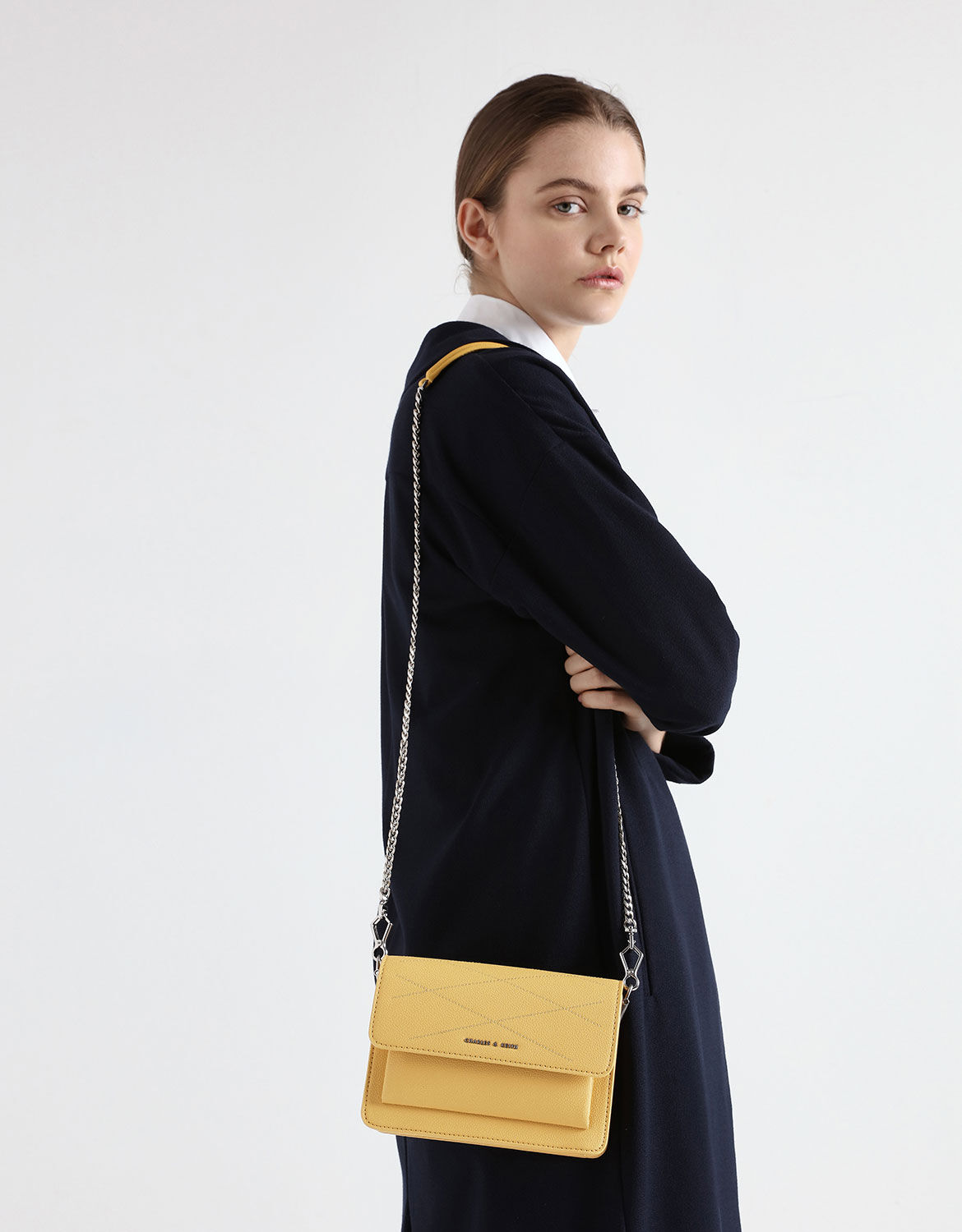 charles and keith top stitch detail crossbody bag