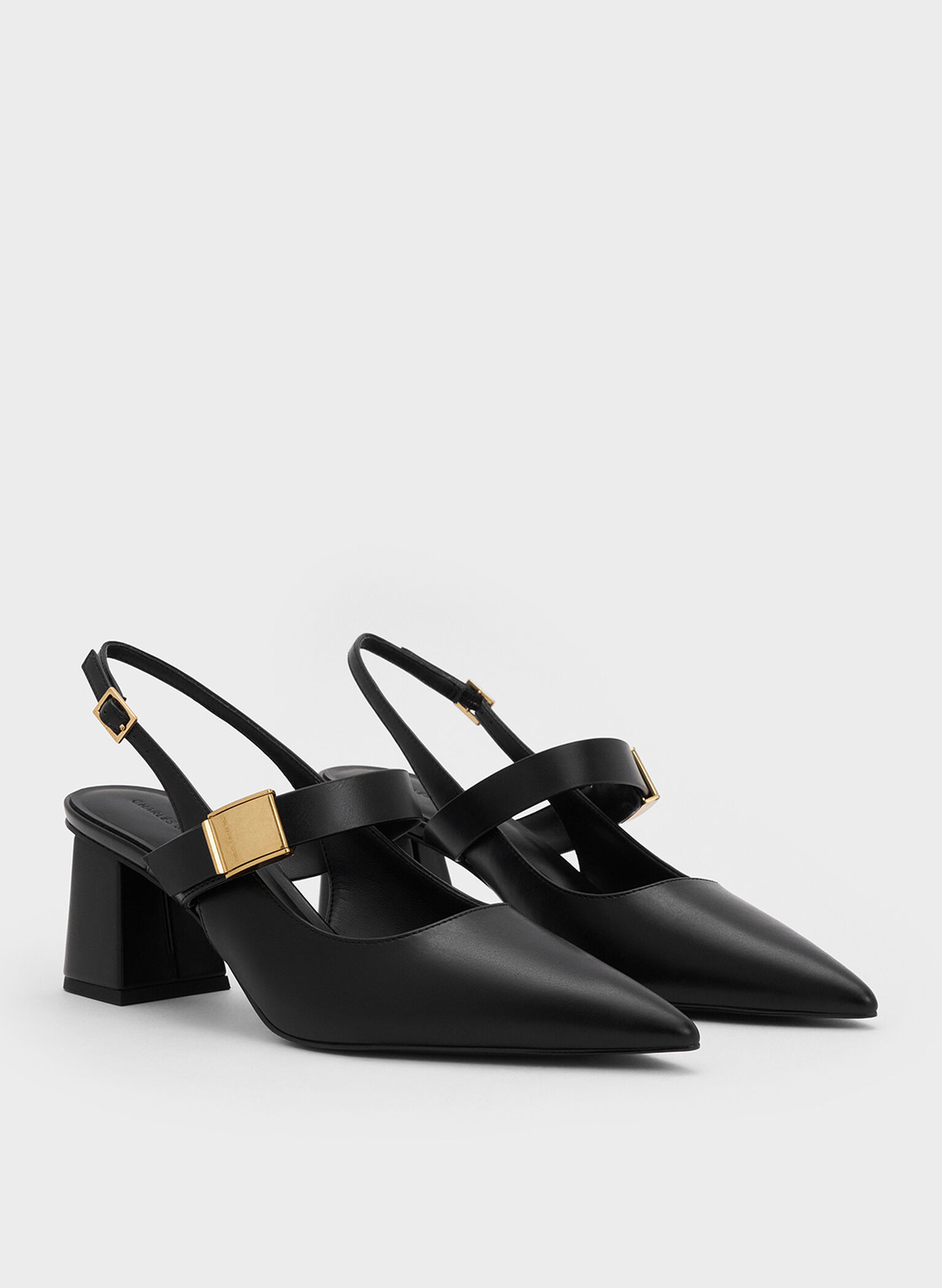 Yvette Mary Jane Slingback Pumps, Black, hi-res