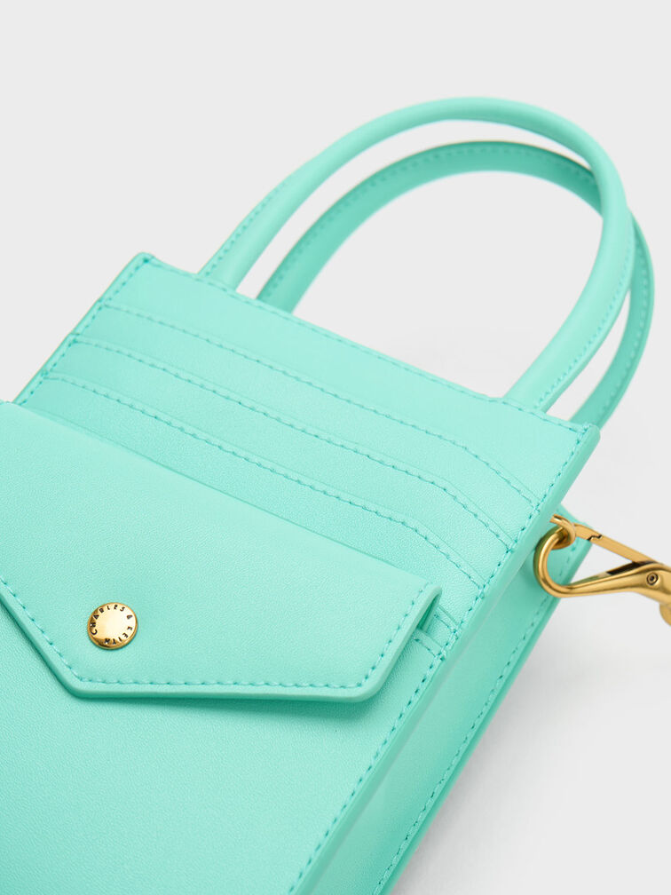 Este Belted Quilted Phone Pouch, Mint Green, hi-res