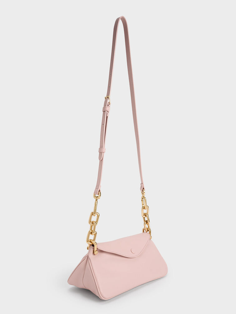 Bolso hobo Cleona con asa trenzada, Rosa pálido, hi-res