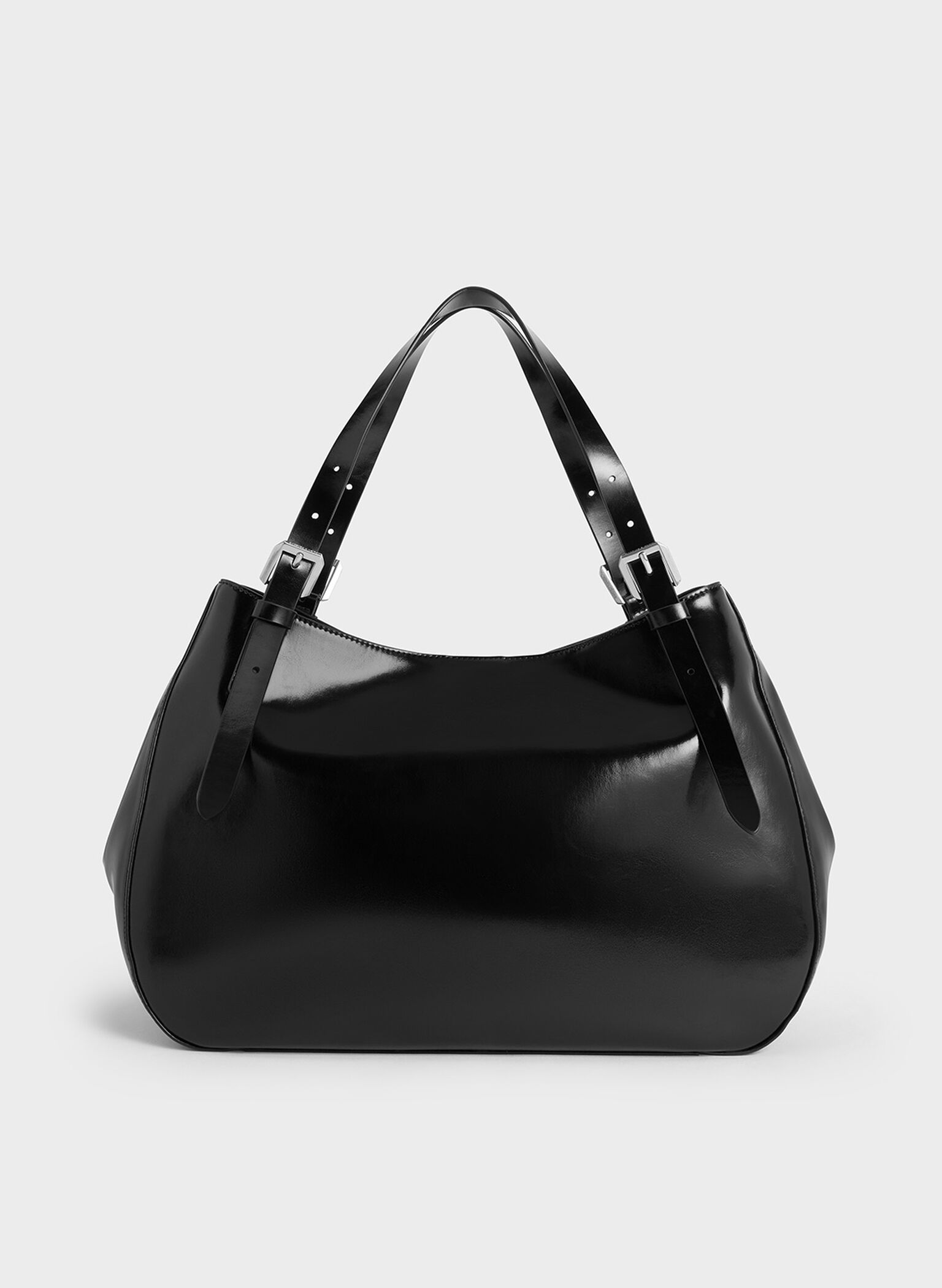 Bolso tote holgado con hebilla, Noir, hi-res