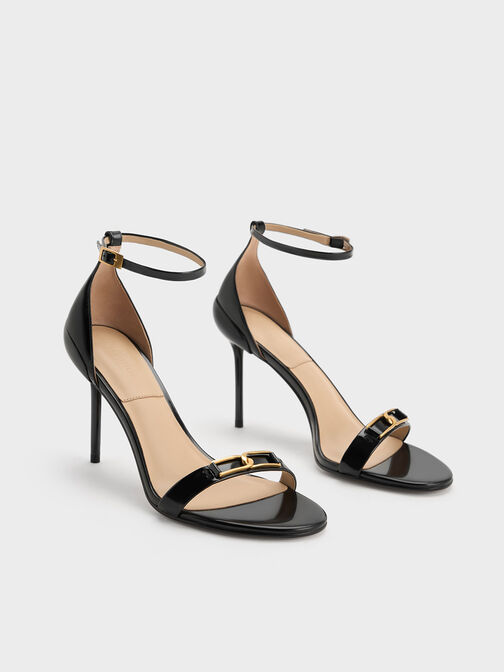 Gabine Leather Stiletto Heel Sandals, Black Box, hi-res