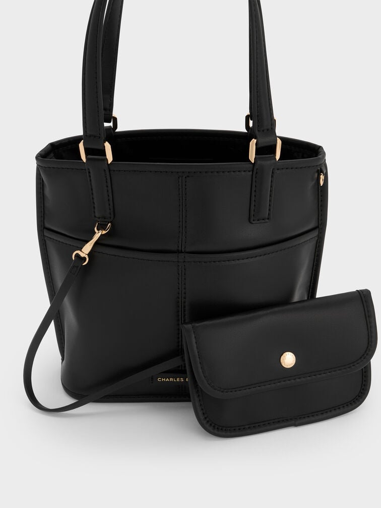Addison Knotted-Rope Double-Handle Tote Bag, Negro, hi-res