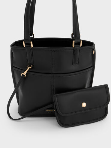 Addison Knotted-Rope Double-Handle Tote Bag, Black, hi-res