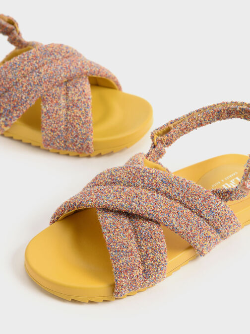 Girls' Jacquard Back-Strap Sandals, Multi, hi-res