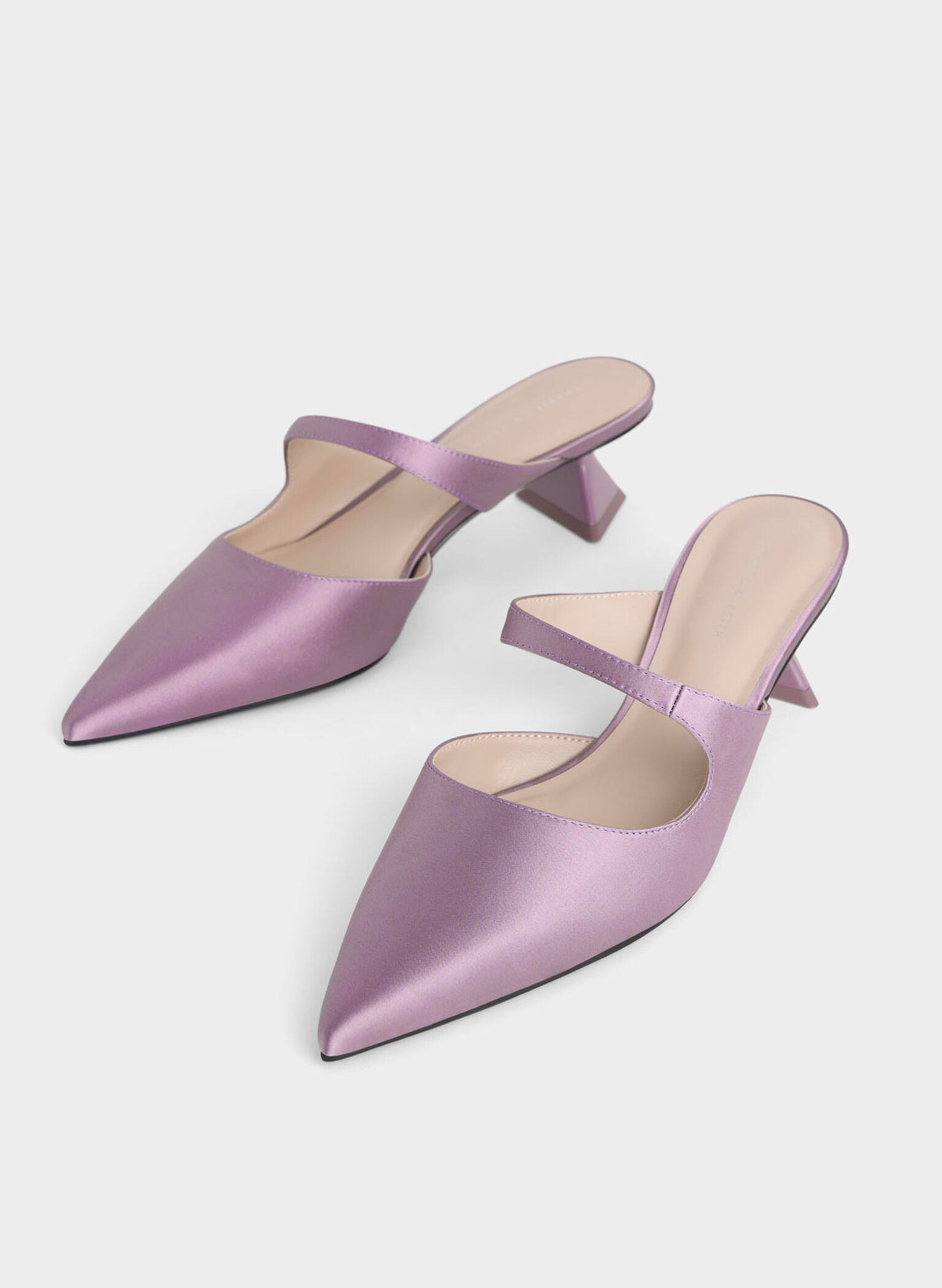 Asymmetric Sculptural Heel Pumps, Lilac, hi-res