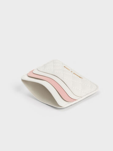 Quilted Multi-Slot Card Holder, Cream, hi-res