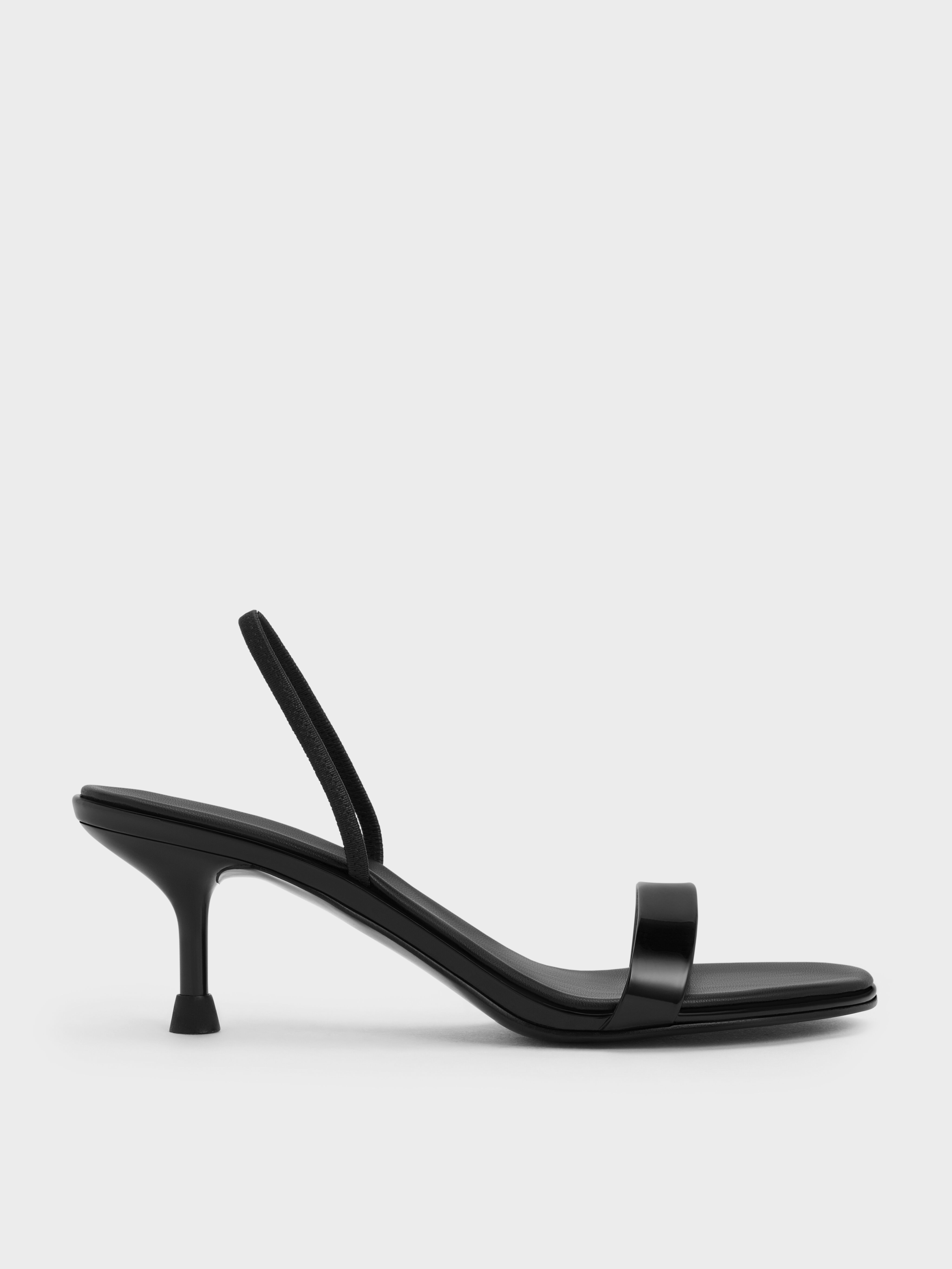 Charles Keith Women s Patent Strap Kitten Heel Slingback Pumps White 5