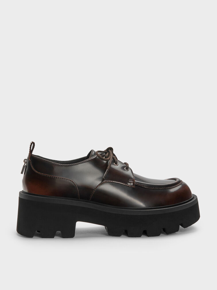 Griselda Ridged-Sole Derbys, Dark Brown, hi-res