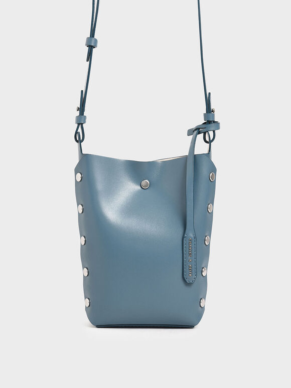 Mini Reversible Studded Crossbody Bag, Blue, hi-res
