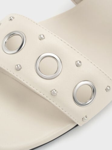 Grommet Buckled Slides, Chalk, hi-res