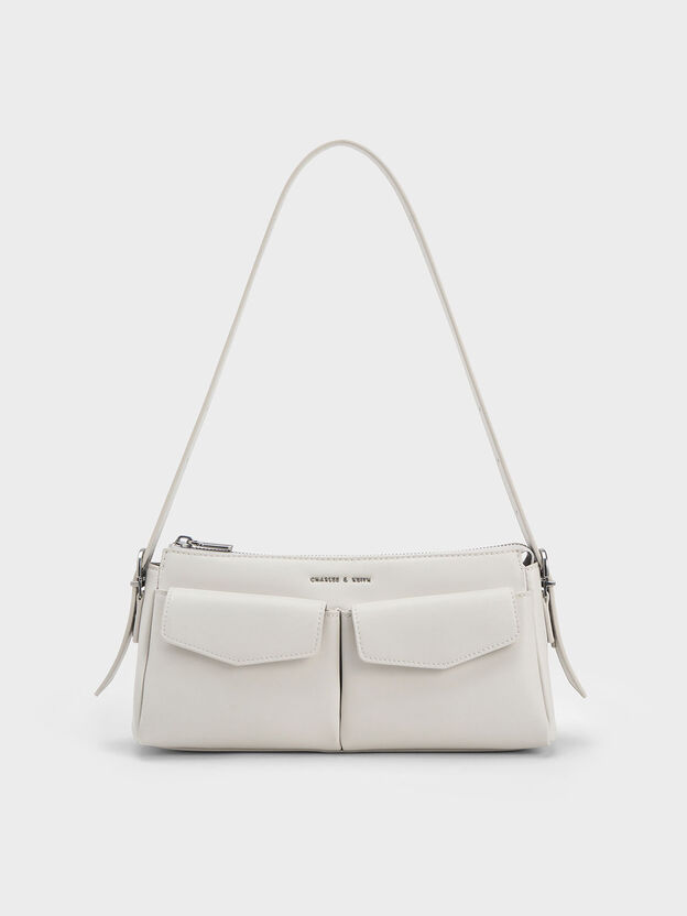 Double Pouch Shoulder Bag, White, hi-res