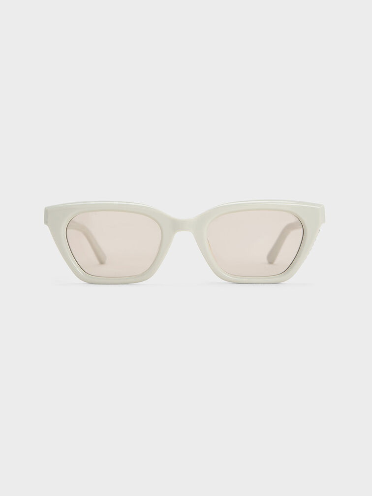 Gafas de sol tipo cat-eye anguladas Vesta, Blanco tiza, hi-res