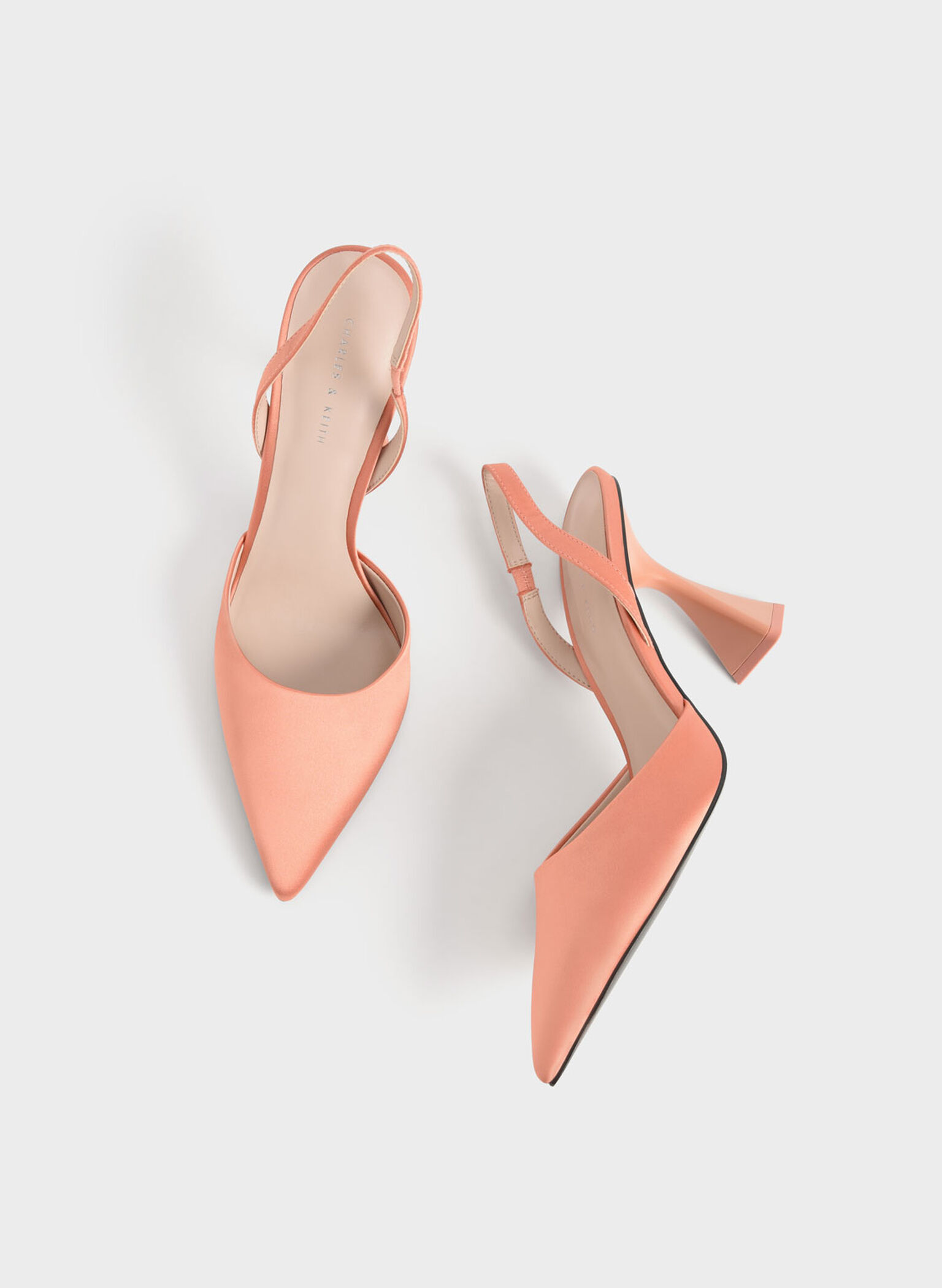 Recycled Polyester Slingback Pumps, Peach, hi-res