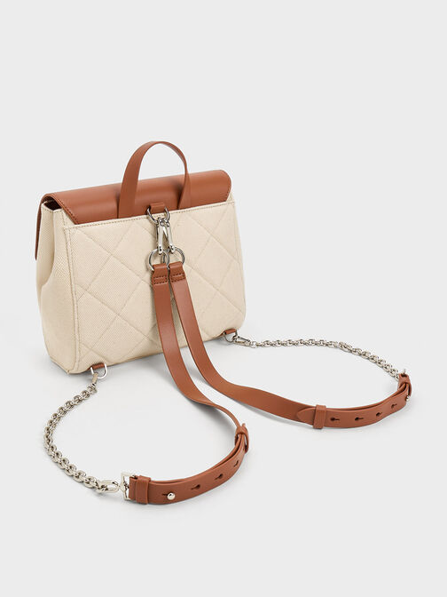 Lucy Quilted Backpack, Tan, hi-res
