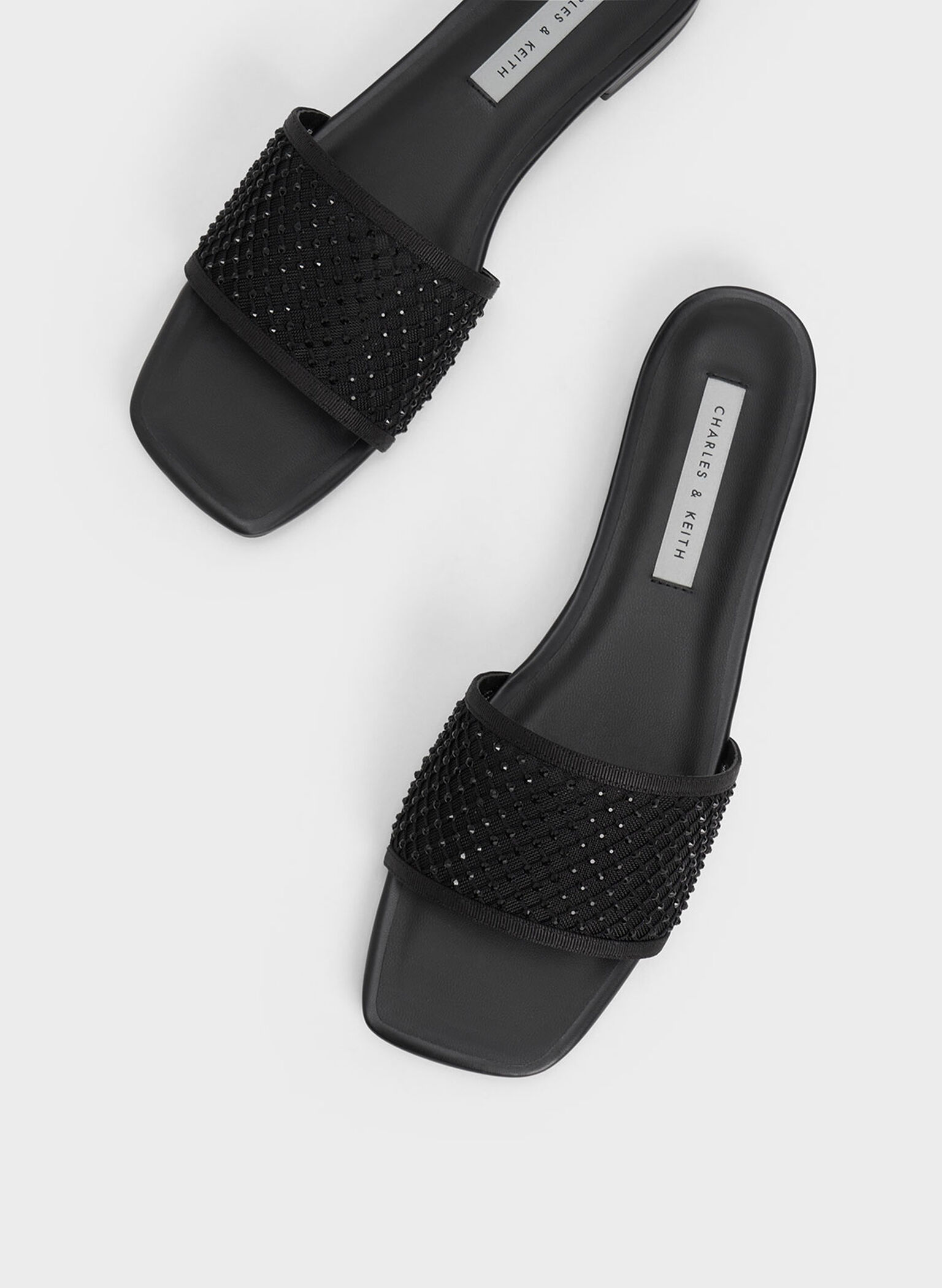 Black Gem Encrusted Mesh Slide Sandals CHARLES KEITH NZ black-gem-encrusted-mesh-slide-sandals-charles-keith-nz