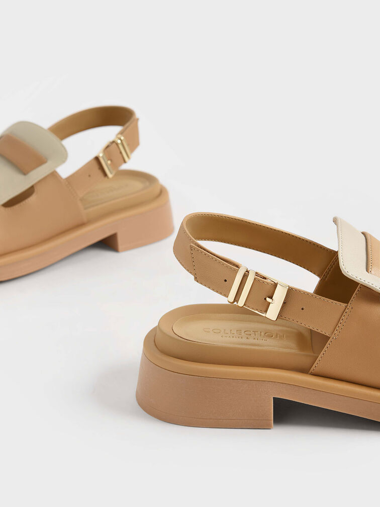 Blake Leather Slingback Heeled Sandals, Tan, hi-res