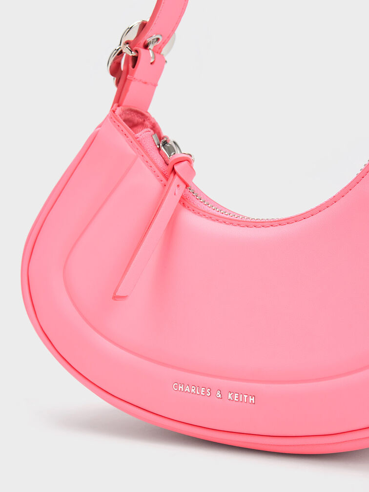 Petra Curved Shoulder Bag, Pink, hi-res