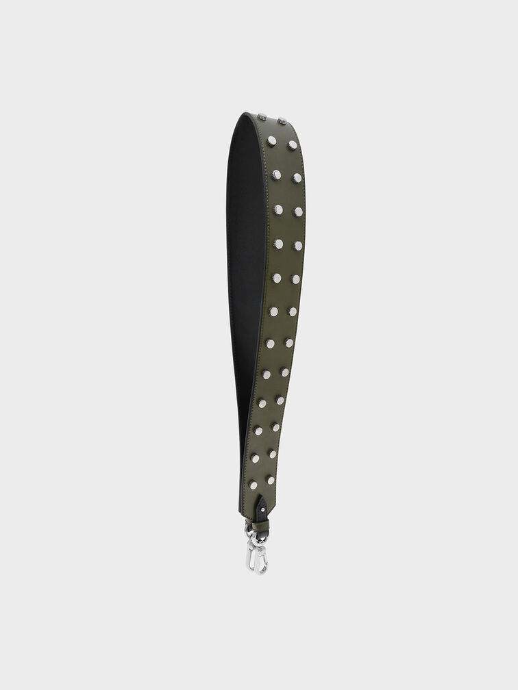 Stud Detail Bag Strap, Olive, hi-res