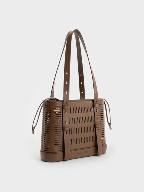 Delphi Cut-Out Bucket Bag, Dark Brown, hi-res