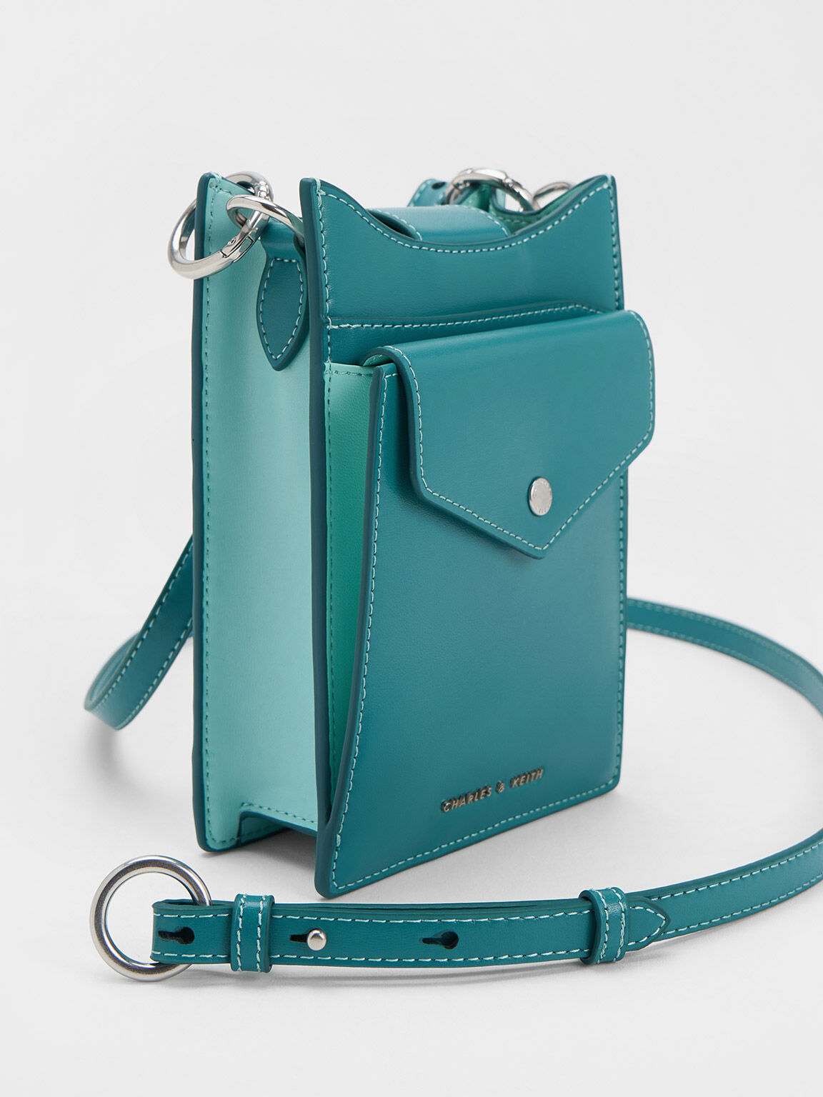 Winslet Belted Woven Phone Pouch, Turquoise, hi-res