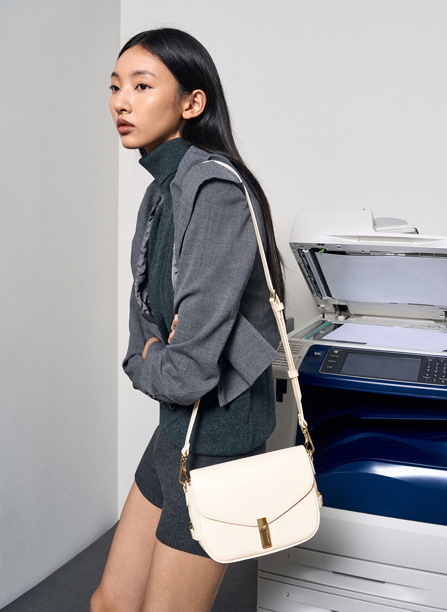Aurelia Metallic-Accent Saddle Bag, Cream, hi-res