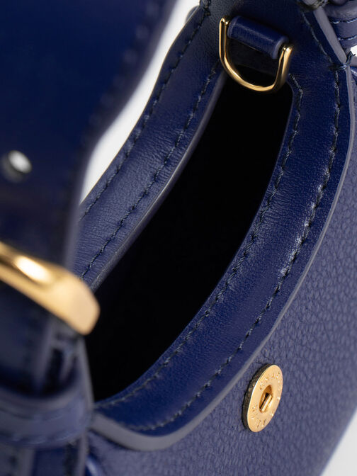Thessaly Metallic Accent Micro Bag, Navy, hi-res