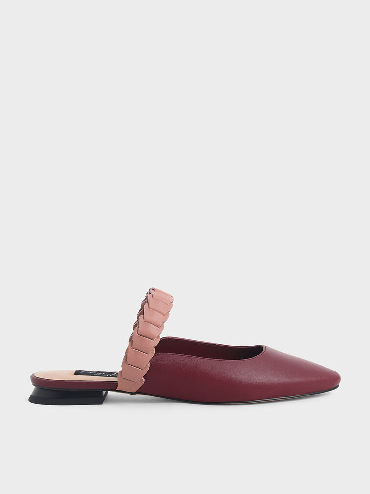 Leather Pleated Strap Mules, Multi, hi-res