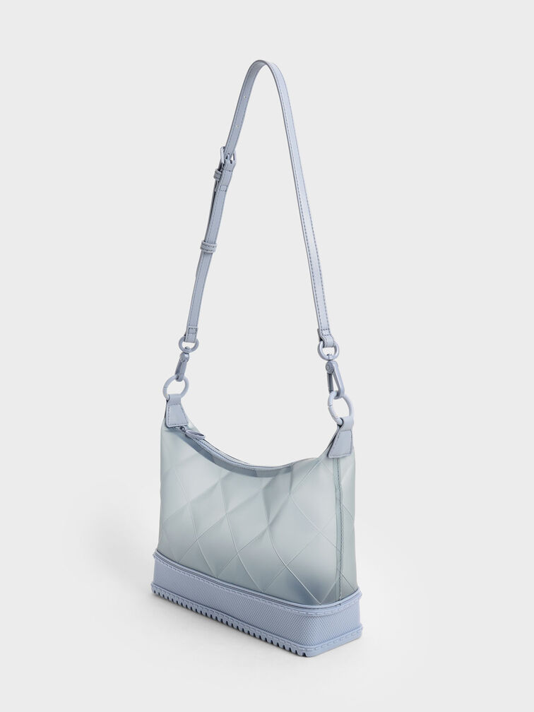 Graphic Handle Quilted Shoulder Bag, Light Blue, hi-res