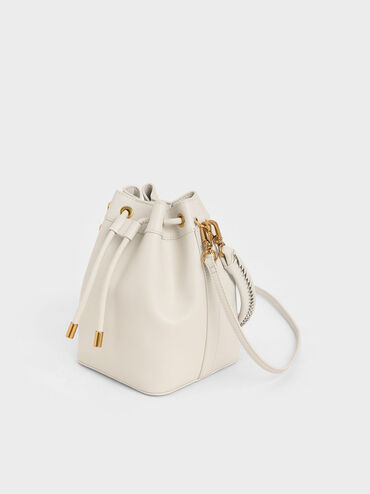 Drawstring Bucket Bag, Ivory, hi-res