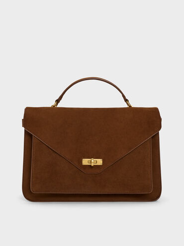 Chance Turn-Lock Top-Handle Bag, Pecan Brown, hi-res