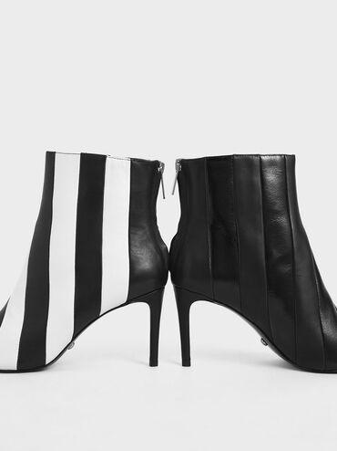 Leather Striped Ankle Boots, Black, hi-res