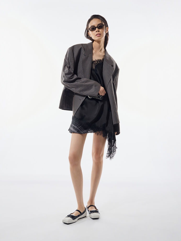 Bow Two-Tone Boat-Shoe Flats, Chalk, hi-res