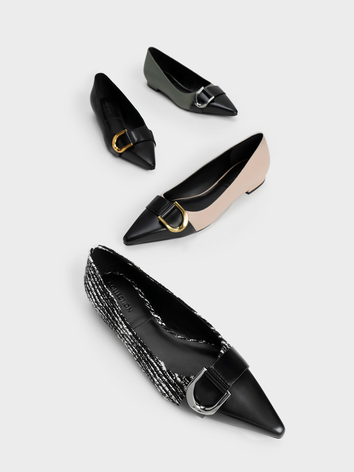 Gabine Leather Ballerinas, Black, hi-res