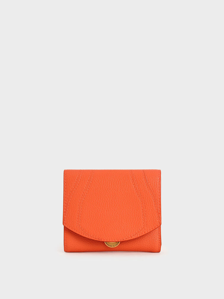 Push-Lock Mini Wallet, Orange, hi-res