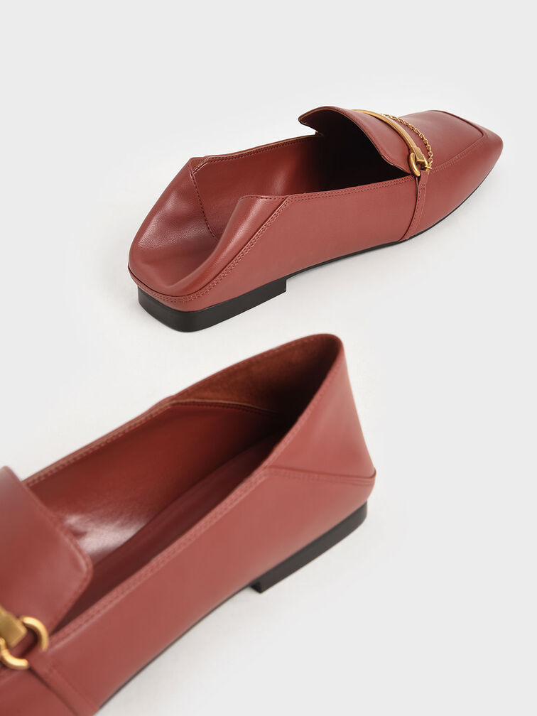 Metallic Accent Loafers, Red, hi-res