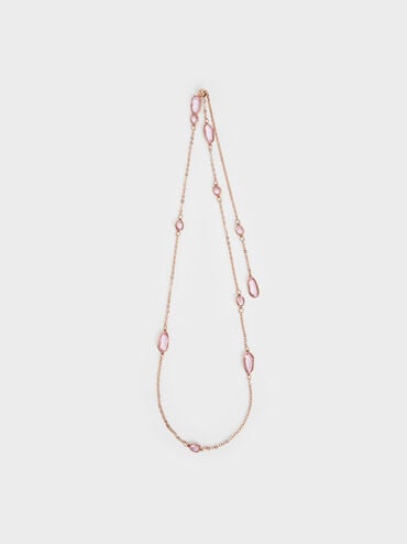 Collar multicristal rosa Evangeline, Oro rosa, hi-res