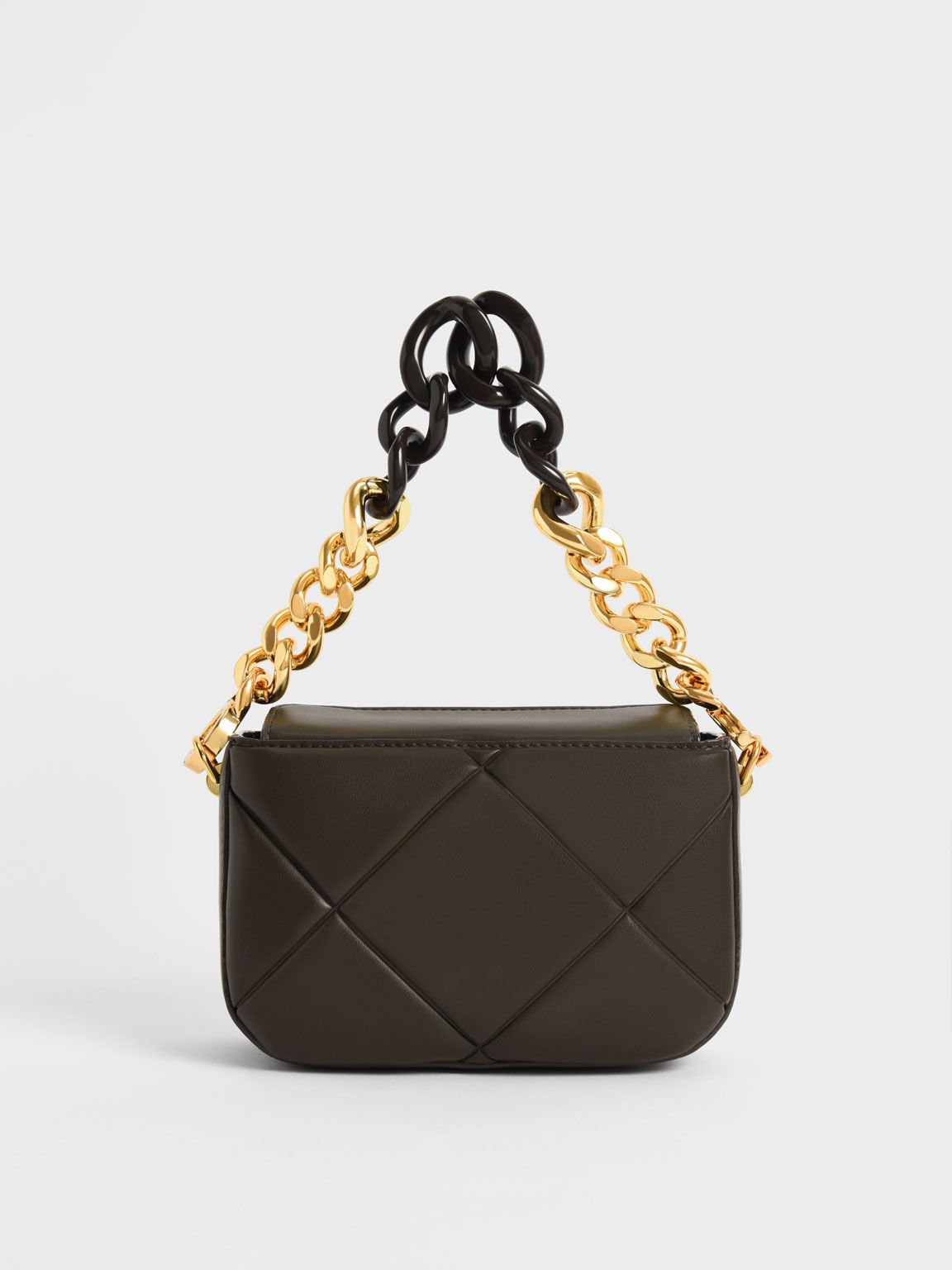Mini Danika Chunky Chain Padded Bag, Dark Moss, hi-res