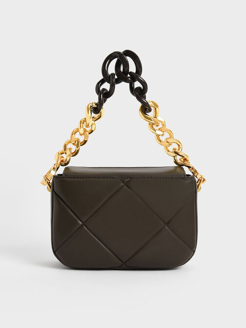 Mini Danika Chunky Chain Padded Bag, Dark Moss, hi-res