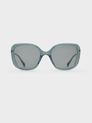 Renee Recycled Acetate Butterfly Sunglasses, Teal, hi-res