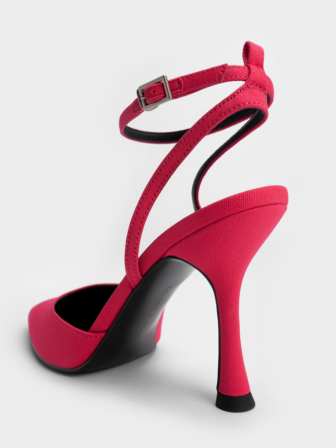 鍊條繞踝尖頭鞋, 紫紅色, hi-res