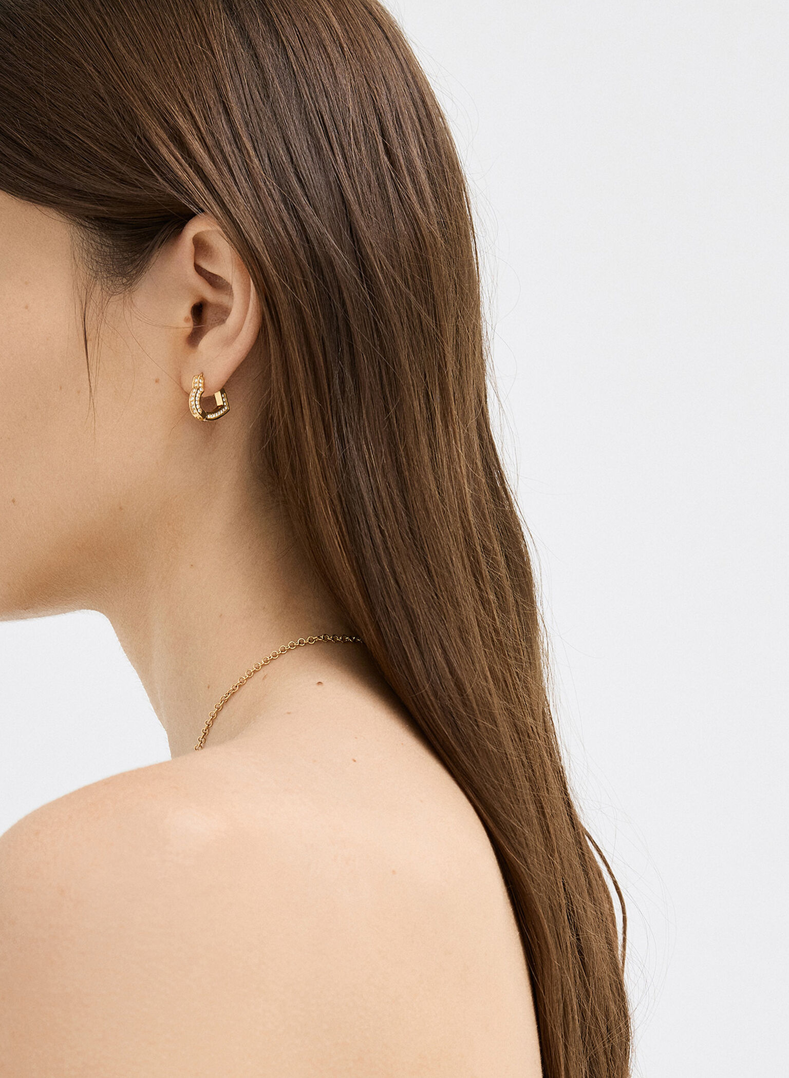 Malorie Crystal Heart Hoop Earrings, Gold, hi-res
