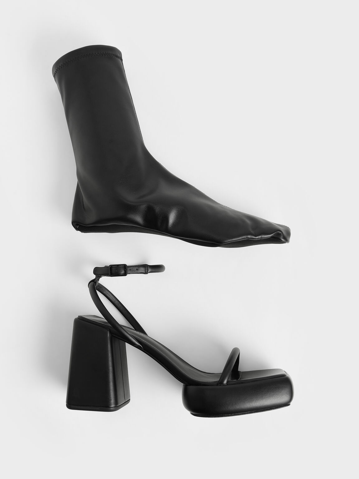 Lucile Platform Calf Boots, Black, hi-res