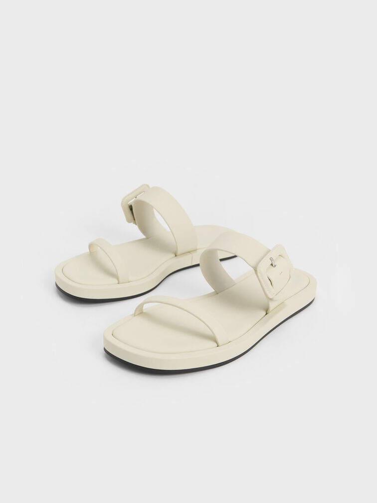 Chanclas con correa con hebilla, Blanco tiza, hi-res