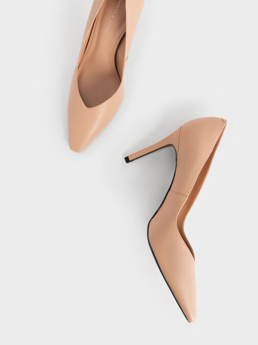 Tapered Square-Toe Pumps, Nude, hi-res