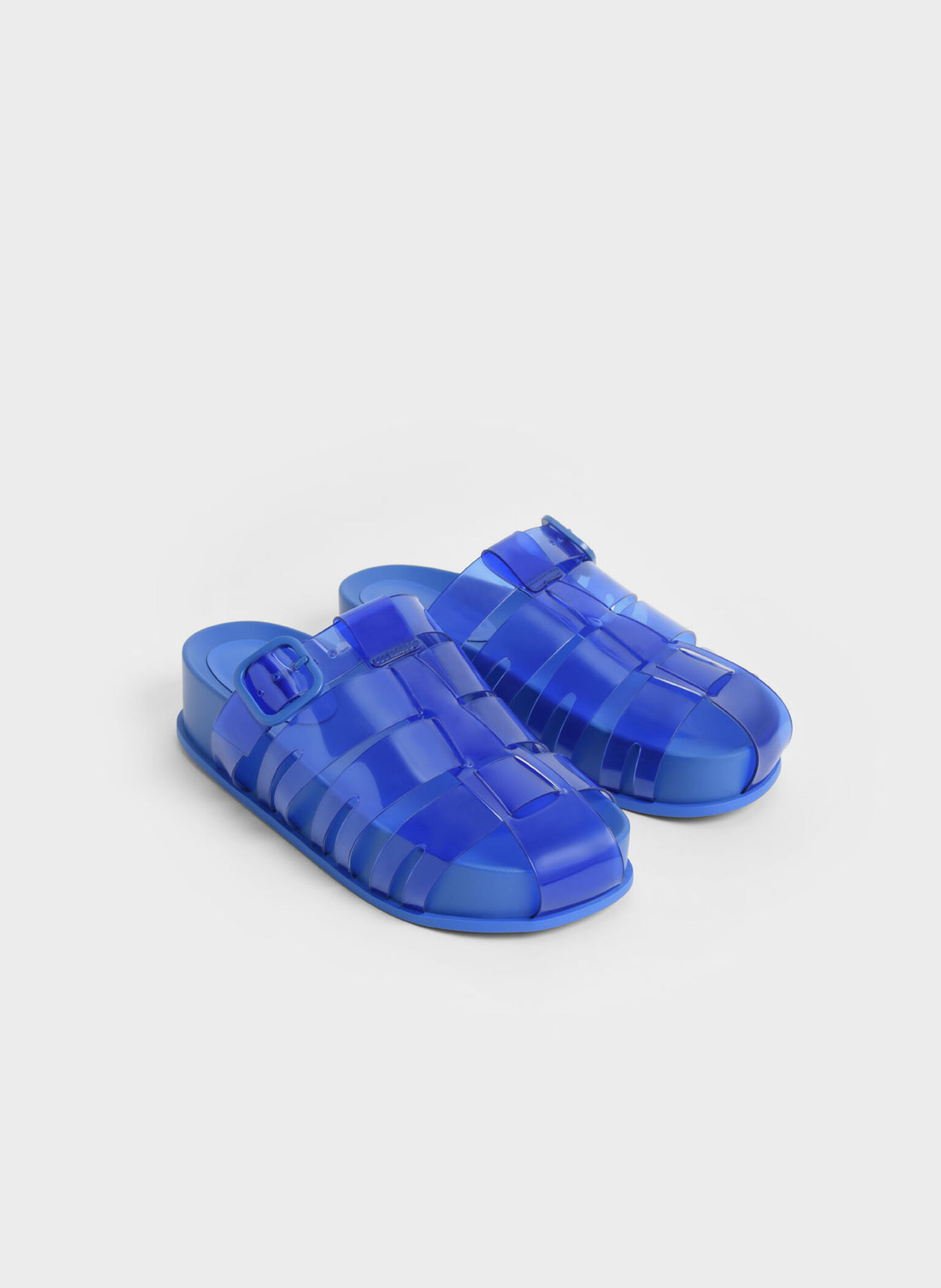 Madison Caged See-Through Slide Sandals, Blue, hi-res
