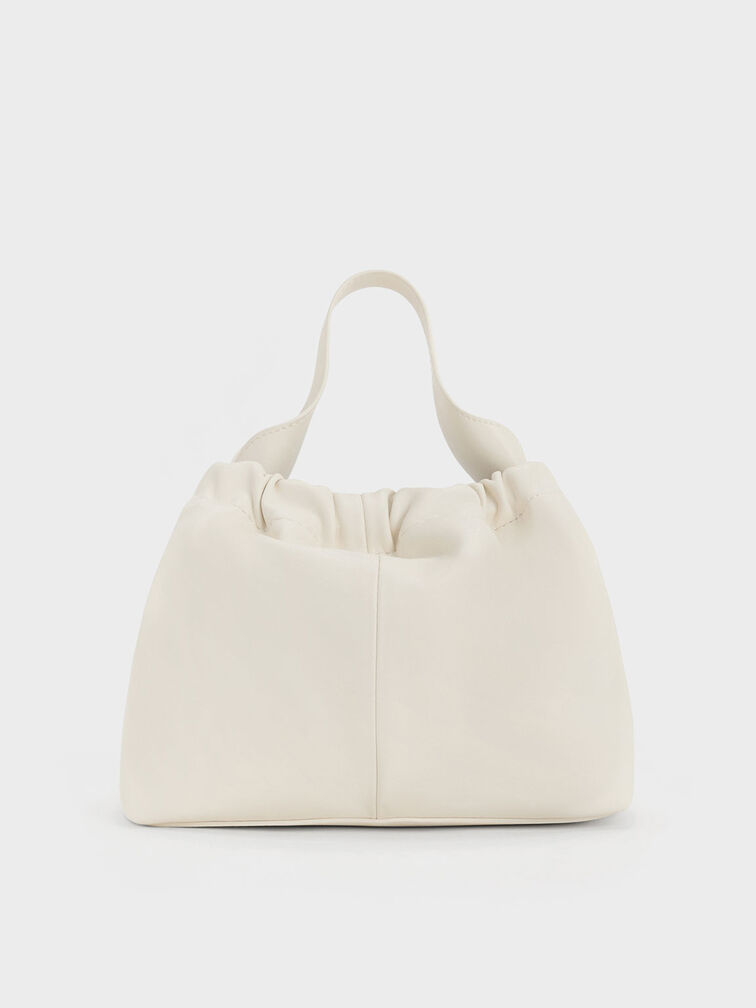 Ally Ruched Slouchy Chain-Handle Bag, Cream, hi-res