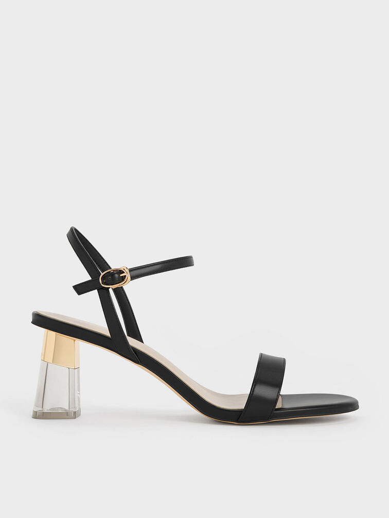 Black Clear Trapeze Heel Sandals - CHARLES & KEITH US