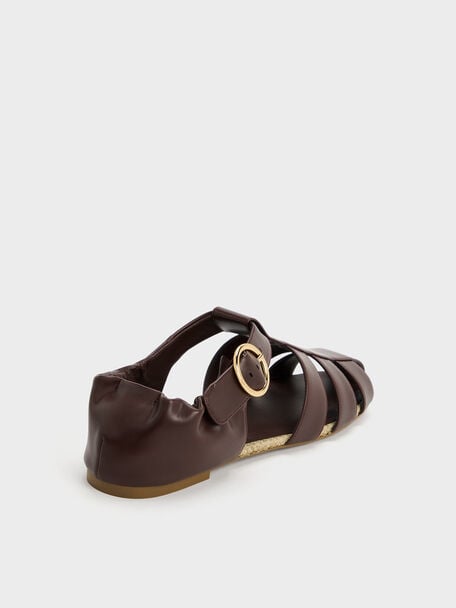 Caged Flat Espadrilles, Maroon, hi-res