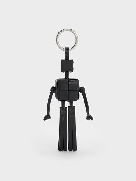 Ivette Woven Robot Bag Charm, Noir, hi-res